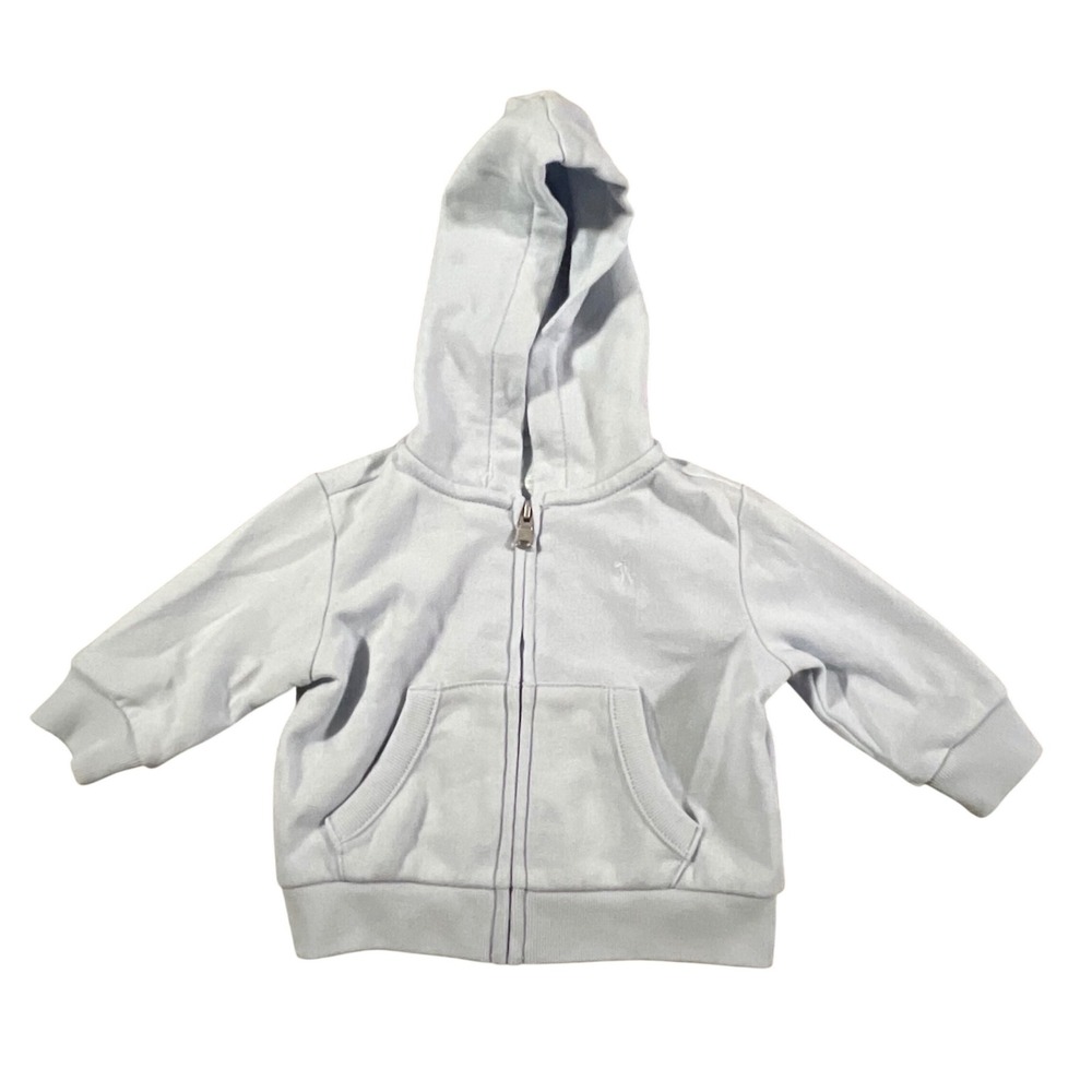 Ralph Lauren Hoodie Baby‎ 3M Blue Full Zip Cotton Blend Pony Logo Sweatshirt